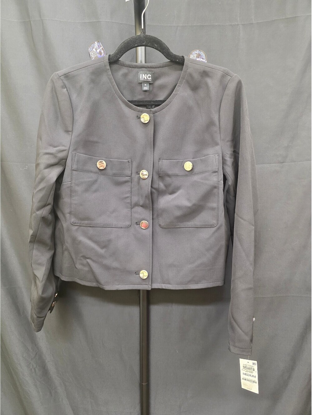 I.N.C. WOMEN’S POCKET JACKET DEEP BLACK SIZE M